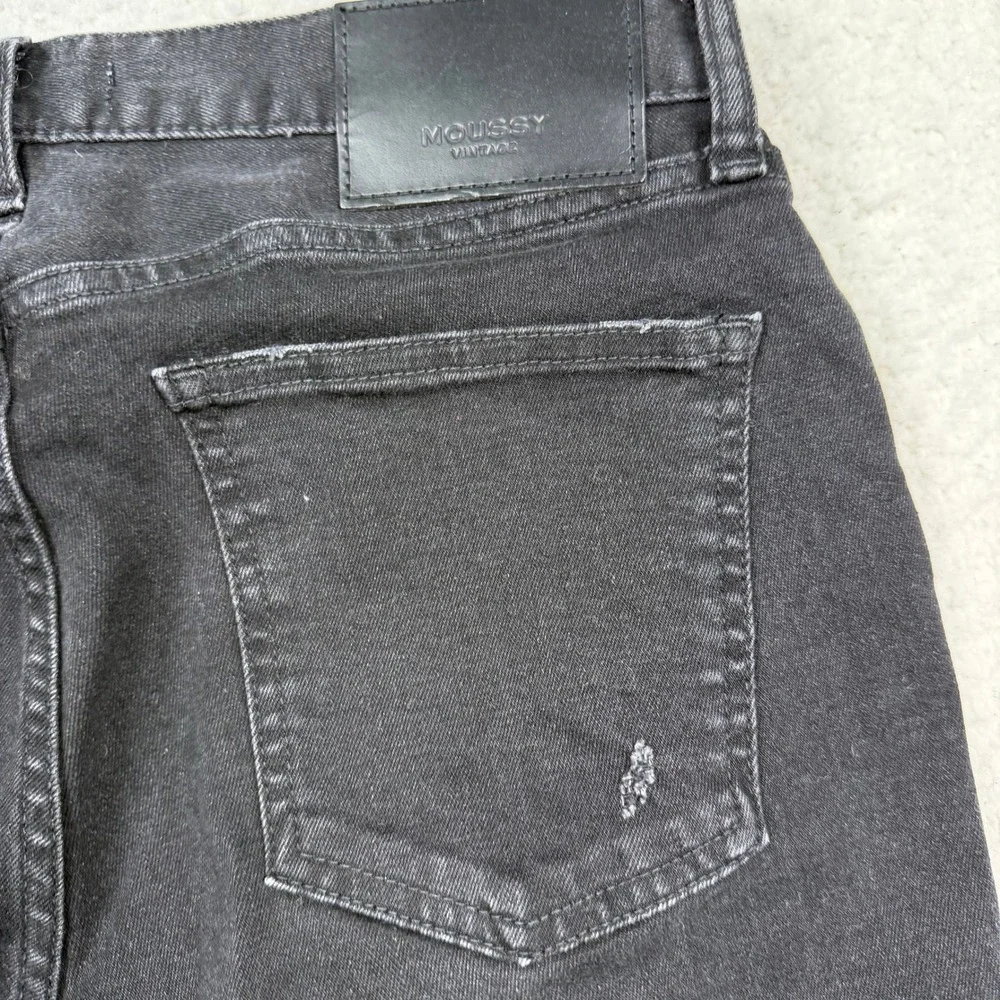 Moussy Vintage Ithan Jeans Women‎ 27 Black Distressed Skinny Japan Split Hem